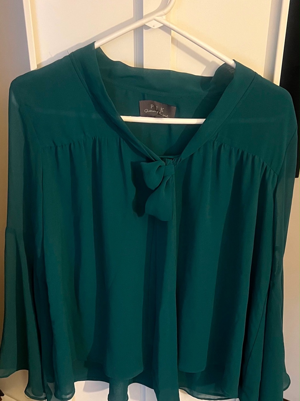 Patterson J. Kincaid Emerald Green Tie-Neck Blouse